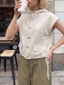 Struktiv Jaket Sweatshirt Berkerudung Musim Dingin Wanita Warna Aprikot - Aprikot - View 6