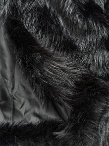 SHEIN PETITE Women's Solid Color Fashion Versatile Winter Faux Fur Jacket - Black - View 11