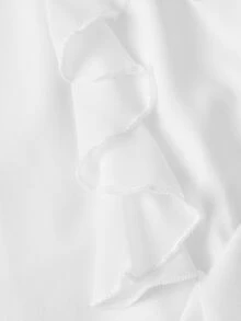 SHEIN MOD White Elegant Romantic Summer Party Garden Party Vacation Date Midi Dress Solid Ruched Flounce Hem Chiffon Cami Asymmetrical Multi-Laye Ruffle Wedding - White - View 3