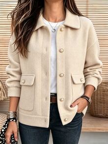 Holdful Holdful 26 Autumn/Winter New Herringbone Jacquard Fashion Versatile Women's Jacket - Apricot - View 3