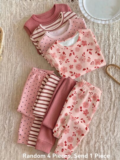 Young Girl Casual Soft Skin-Friendly Comfortable Sweet Pastoral Bohemian Ditsy Floral Long Sleeve Long Pants Loungewear Set, Suitable For Autumn/Winter, Snug Fit, New Season New Style, Chill Chill, Girly Sweet, Snug Fit