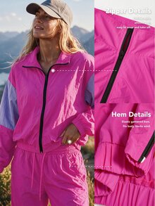 Zolique Women's Colorblock Sun Protection Jacket, Loose And Comfortable, Suitable For Fitness, Sports, Daily Outings, Street Photography And More - Multicolor - View 2