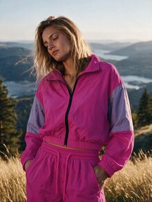 Zolique Women's Colorblock Sun Protection Jacket, Loose And Comfortable, Suitable For Fitness, Sports, Daily Outings, Street Photography And More - Multicolor - View 8