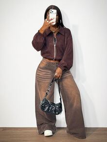 BamGleam 2026 New European And American Fashion Women's Long Sleeve Lapel Zipper Suede Jacket; Suitable For Casual Wear - Perfect Choice For Fashion Solid Colo - Brown - View 6