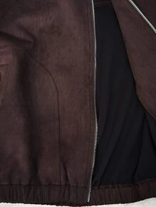 BamGleam 2026 New European And American Fashion Women's Long Sleeve Lapel Zipper Suede Jacket; Suitable For Casual Wear - Perfect Choice For Fashion Solid Colo - Brown - View 9
