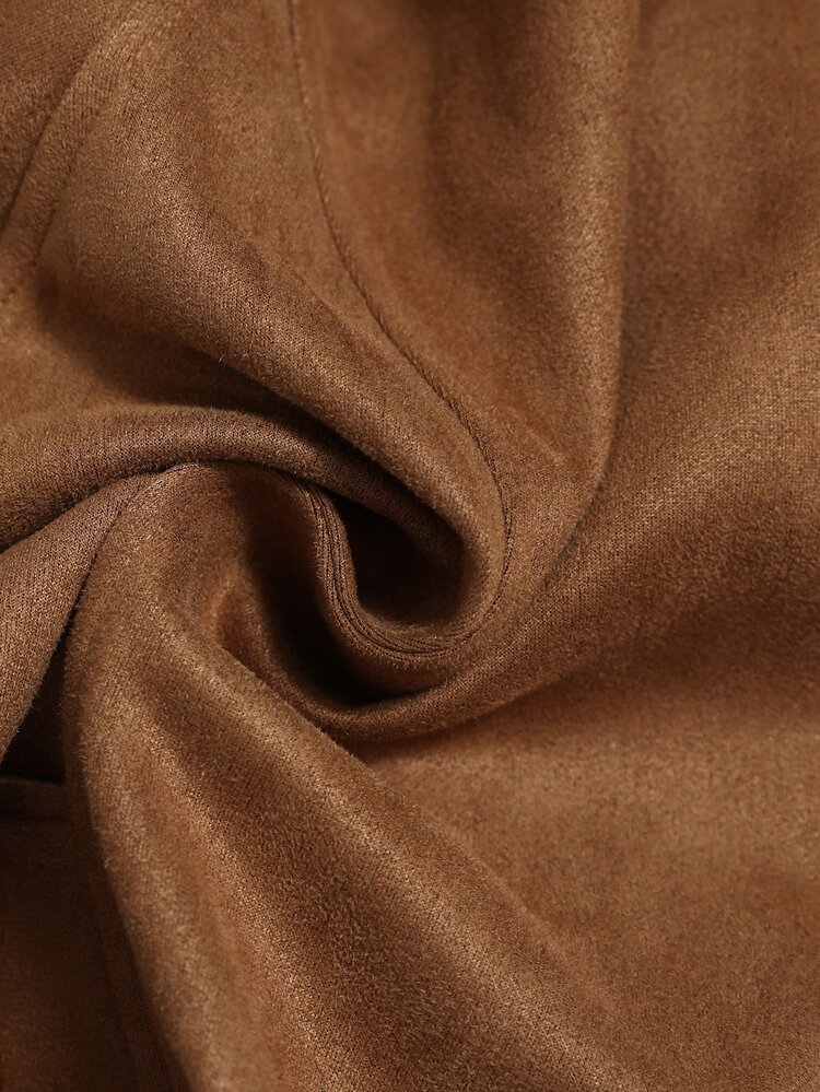 Juhart Plus Size Fashion Lapel Metal Zipper Button Decor Long Sleeve Jacket Winter - Brown - View 7