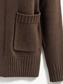SHEIN Women Casual Renaissance Cardigans Everyday Travel Coffee Brown Autumn - Coffee Brown - View 6