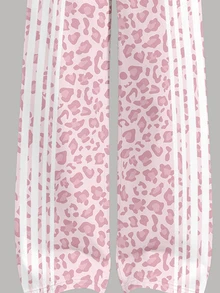Toddler Girls Leopard Print Sweatshirt & Stripe Wide Leg Pants Set, Pink Cozy Casual Outfit, Fall Winter (2 Pcs) - Multicolor - View 4