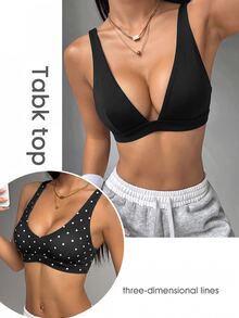 StreetHx Sleeveless Wide Strap Triangle Cup Bikini Top Summer Beach Wear - Multicolor - View 1