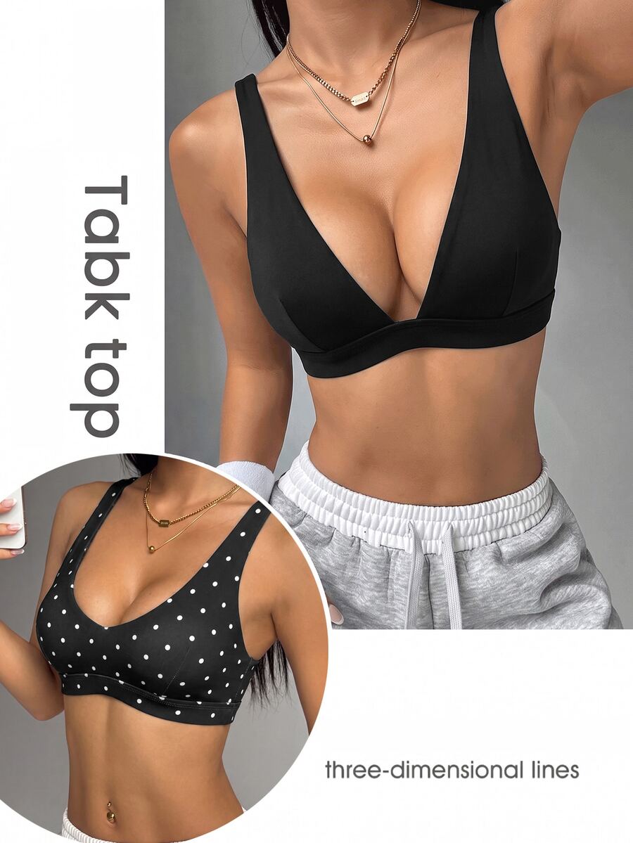 StreetHx Sleeveless Wide Strap Triangle Cup Bikini Top Summer Beach Wear - Multicolor - View 1