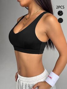 StreetHx Sleeveless Wide Strap Triangle Cup Bikini Top Summer Beach Wear - Multicolor - View 4