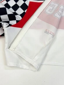 Coolane Women's Fall/Winter Going Out Streetwear 90s Y2K Red Jacket,Crop Race Car Jacket,Ricing,Race Car Driver - Multicolor - View 9