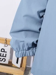 SHEIN 2pcs/Set Tween Boy Half-Zip Hooded Jacket & Jogger Pants Casual Sporty Set, Suitable For Autumn/Winter Season - Dusty Blue - View 4