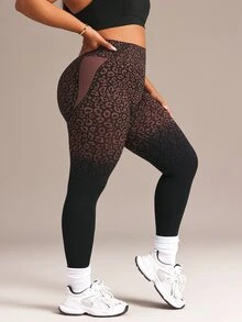 Rhythm Era Plus Size Tie Dye Yoga Leggings Women Seamless Running Fitness Work Wear Non-See Through Plus Size Base Layer Pants - Black - View 5