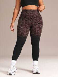 Rhythm Era Plus Size Tie Dye Yoga Leggings Women Seamless Running Fitness Work Wear Non-See Through Plus Size Base Layer Pants - Black - View 4