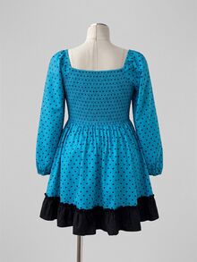 Sunspun Plus Size Women's Casual Commute Minimalist Polka Dot Long Sleeve Autumn Dress Fall - Multicolor - View 2