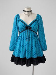 Sunspun Plus Size Women's Casual Commute Minimalist Polka Dot Long Sleeve Autumn Dress Fall - Multicolor - View 4