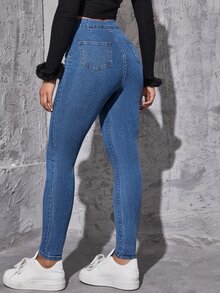 Flexra High Waist Skinny Jeans - Medium Wash - View 2