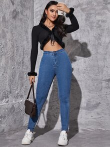 Flexra High Waist Skinny Jeans - Medium Wash - View 5