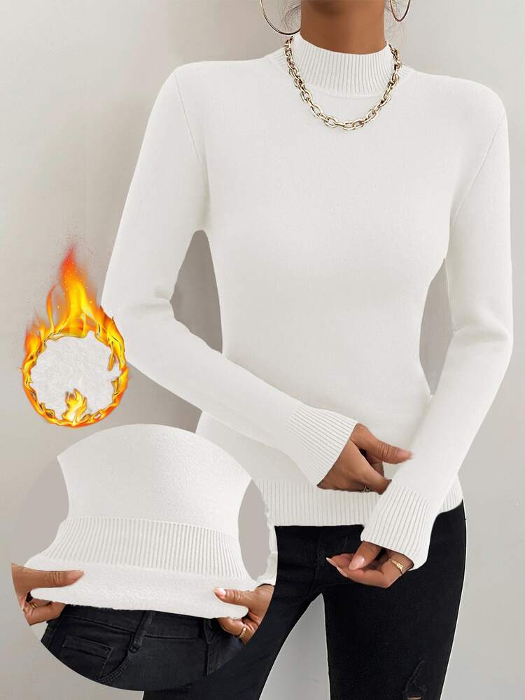 GlowEve Women Stand Collar Long Sleeve Casual Fleece Sweater Fall Winter Cloth For Women - White - View 8