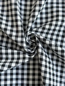 SHEIN Frenchy Women's Black And White Checkered Cotton Long-Sleeved Autumn/Winter Coat With Contrasting Trim At The Hem And Lapel,Plaid Shirt - Black and White - View 10
