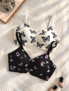 SHEIN Comfortable Printed Seamless Women's Underwear 2-Piece Set - Multicolor - View 1