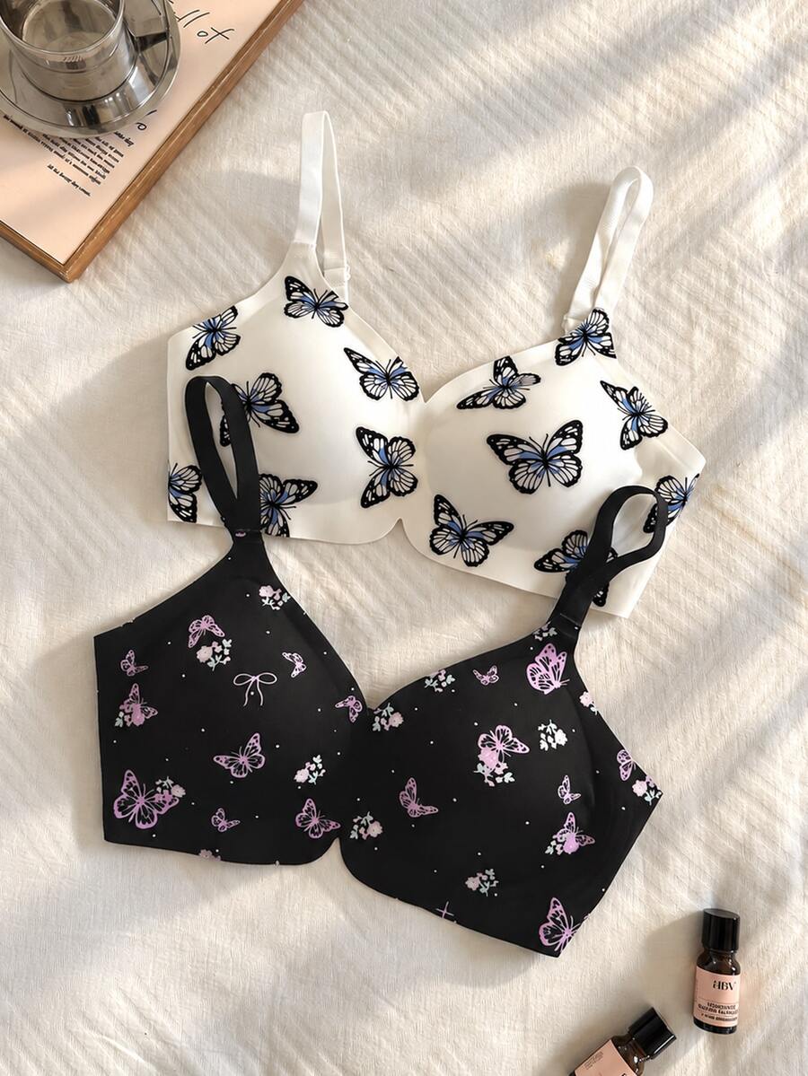 SHEIN Comfortable Printed Seamless Women's Underwear 2-Piece Set - Multicolor - View 1