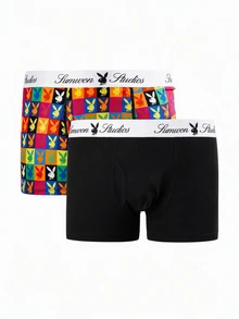 PLAYBOY X SUMWON Set Pakaian Dalam Boxer Isi 2 Buah Motif Kelinci Pop Art Warna-warni, Hadiah Liburan - MultiWarna - View 1