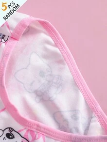SHEIN 5件組隨機盲盒女童幼兒內褲，蝴蝶結與貓咪印花組合系列，可愛小貓印花，多色混搭，柔軟光滑觸感，針織布料製成，高彈性內褲套裝，適合日常基本需求、運動穿著，親膚舒適，四季輕便衣物 - 彩色 - 查看 9