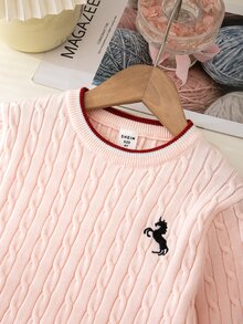 SHEIN 刺繡優雅針織套裝洋裝，居家、外出與聚會皆適用 - 淺粉色 - 查看 7