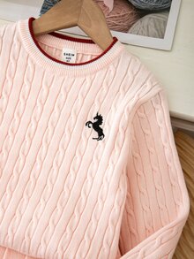 SHEIN 刺繡優雅針織套裝洋裝，居家、外出與聚會皆適用 - 淺粉色 - 查看 5