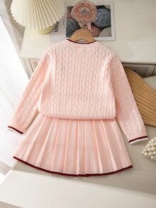 SHEIN 刺繡優雅針織套裝洋裝，居家、外出與聚會皆適用 - 淺粉色 - 查看 2