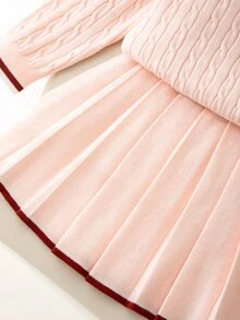 SHEIN 刺繡優雅針織套裝洋裝，居家、外出與聚會皆適用 - 淺粉色 - 查看 4