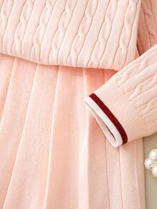 SHEIN 刺繡優雅針織套裝洋裝，居家、外出與聚會皆適用 - 淺粉色 - 查看 6