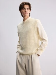 Manfinity Hypemode Men's Solid Color Casual Daily Wear Knitted Vest - Apricot - View 2