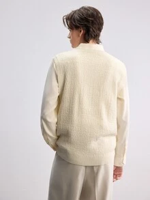Manfinity Hypemode Men's Solid Color Casual Daily Wear Knitted Vest - Apricot - View 3