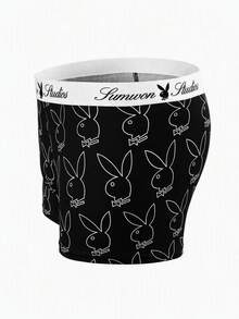 PLAYBOY X SUMWON Bunny Logo All-Over Print Boxer Trunks 2-Pack With Branded Elastic Waistband Everyday Comfort Underwear - Multicolor - View 3