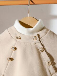 SHEIN Elladie kids Jaket Jubah Wol Lucu untuk Bayi Perempuan, Musim Gugur/Dingin - Khaki - View 5