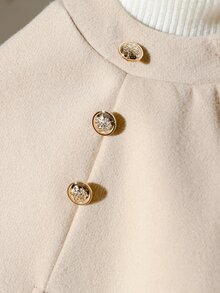 SHEIN Elladie kids Jaket Jubah Wol Lucu untuk Bayi Perempuan, Musim Gugur/Dingin - Khaki - View 8