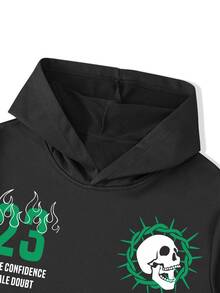 GENIUS ODE Men's Casual Letter Print Hooded Sweatshirt And Pants Set, Men 2 Pieces Set, Men 2pcs Graphic Set, Hoodie Set, Fall Clothes - Black - View 5