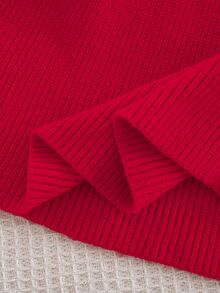 SHEIN Kids Young Girl Knitted Stand Collar Turn-Down Collar Ruffle Trim Sweater Autumn Winter Dress - Multicolor - View 10