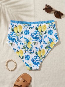 Swim Vcay 2026新款女款春夏隨機水果印花大尺碼泳褲下裝，適合海灘度假，花卉白色 - 彩色 - 查看 4