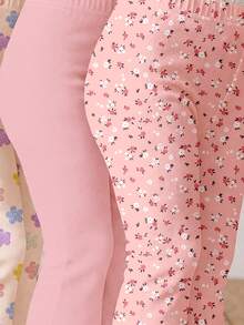 Palet Warna Kabut Lembut, Motif Bunga Bohemian Manis & Imut dan Polka Dot, Celana Panjang Rajut Model Flare Kasual Serbaguna untuk Anak Perempuan, Set 2 Potong, Cocok untuk Pakaian Sehari-hari Musim Gugur/Musim Dingin, Jalan-jalan, Nyaman & Santai, 2 Potong Acak - MultiWarna - View 5