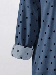 SHEIN LUNE Plus Size French Polka Dot Print Button-Up Shirt For Office - Multicolor - View 4