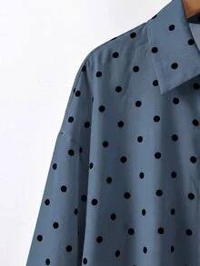 SHEIN LUNE Plus Size French Polka Dot Print Button-Up Shirt For Office - Multicolor - View 3