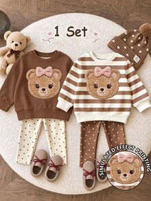 Baby Girls NYC Leopard Print Long Sleeve Top & Wide Leg Pants Set, Casual Cozy Outfit, Fall Winter (2 Pcs) - Multicolor - View 1
