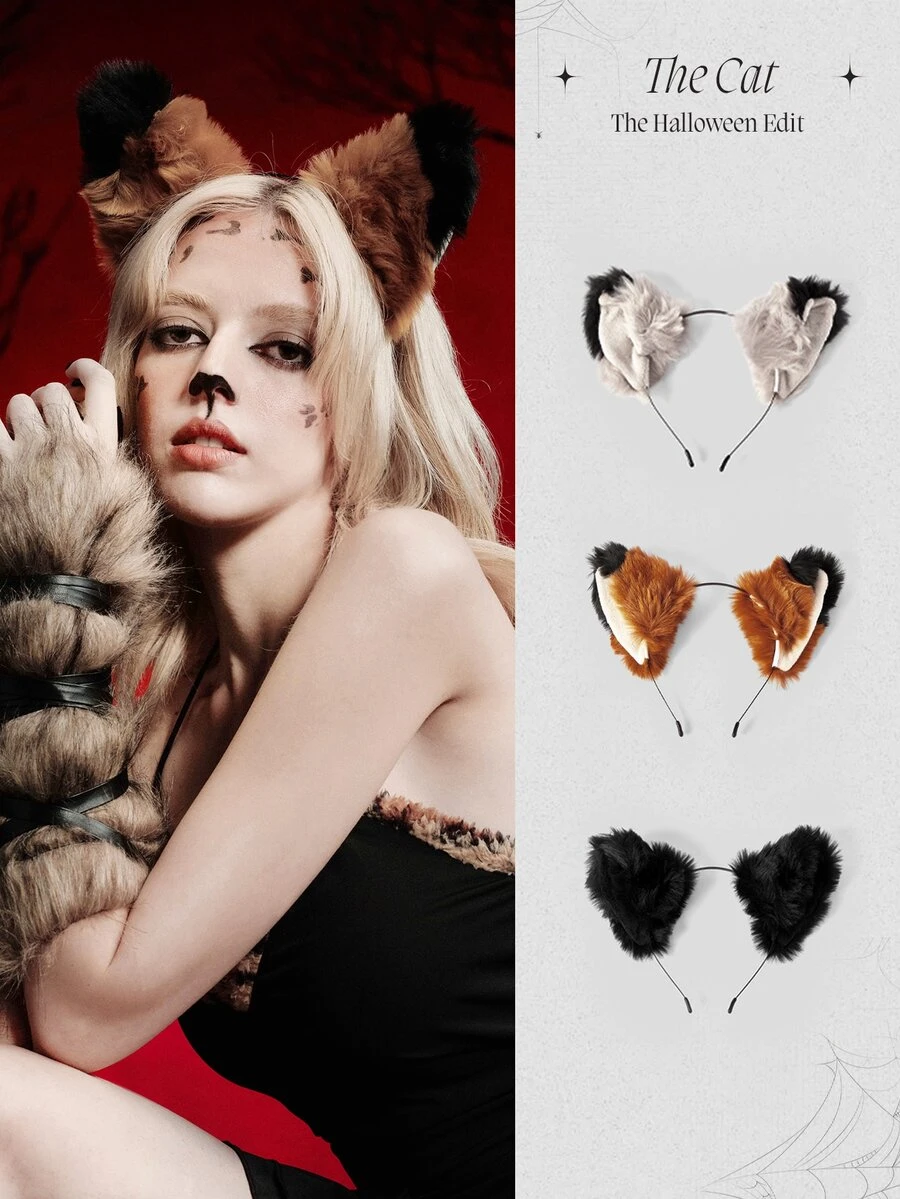 MortiRose 1pc Polyester Animal Party Cat Ear Headband, Versatile Cosplay Accessory Halloween - Multicolor - View 1