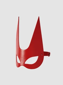 MortiRose 1pc Red Devil Horn PU Leather Mask, Halloween Costume Party Prop, Gothic Style Face Accessory, Club Party Fashion Accessory - A - View 6