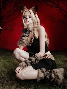 MortiRose 1 Set Medieval Viking Shawl Sleeve Foot Cover, Faux Fur Cloak Scarf For Halloween Costume, Retro Plush - Multicolor - View 8