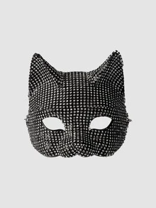 MortiRose 1pc Crystal-Studded Masquerade Mask For Women, Cosplay Prop, Sexy Accessory For Party & Ball Back To School - Black and White - View 7